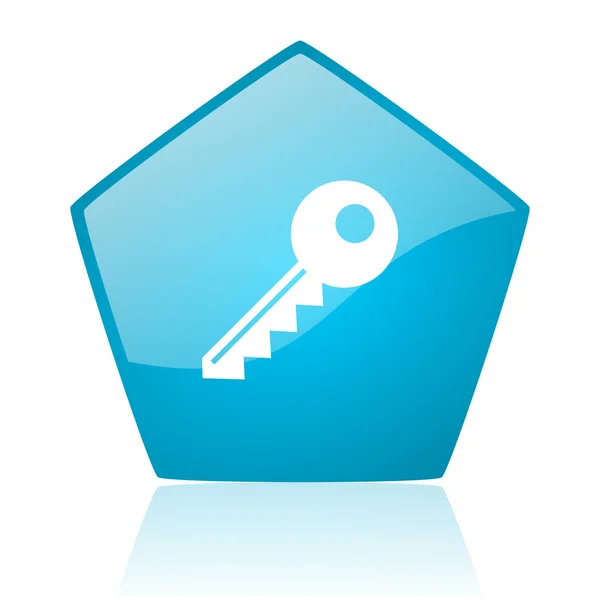Schlüssel blaues Fünfeck Web-Hochglanz-Symbol — Stockfoto