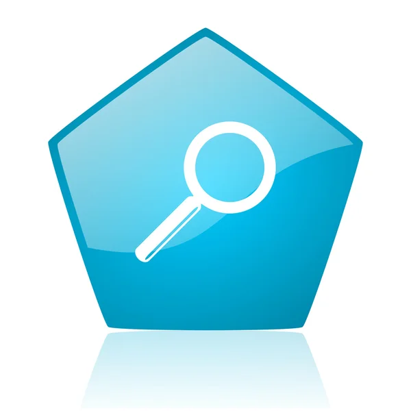 Search blue pentagon web glossy icon — Stock Photo, Image