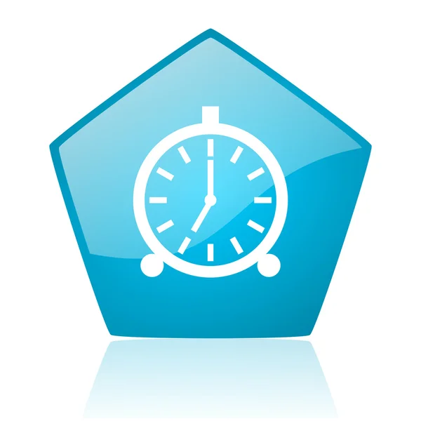 Alarm clock blue pentagon web glossy icon — Stock Photo, Image