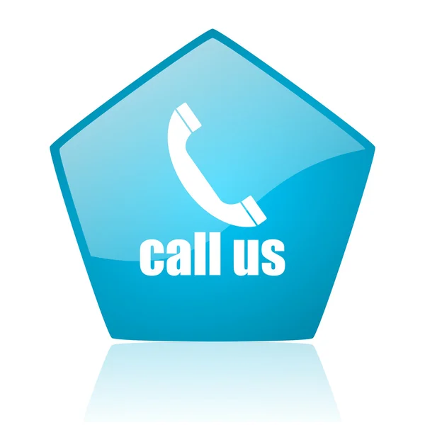 Call us blue pentagon web glossy icon — Stock Photo, Image