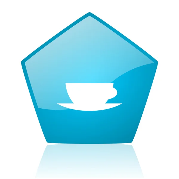 Coffee cup blue pentagon web glossy icon — Stock Photo, Image
