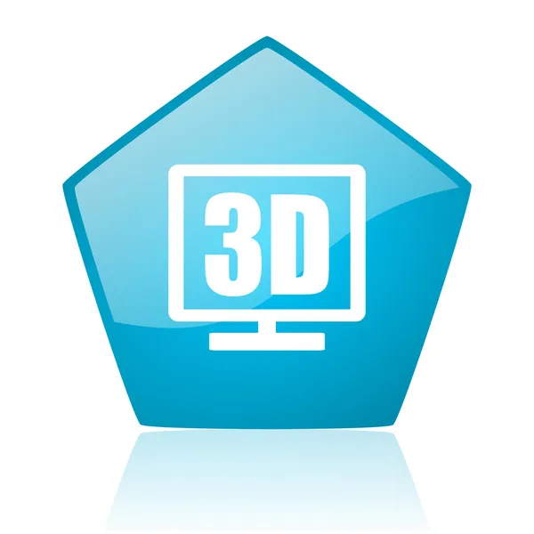 3D displej modrý pětiúhelník lesklý ikona webové — Stock fotografie