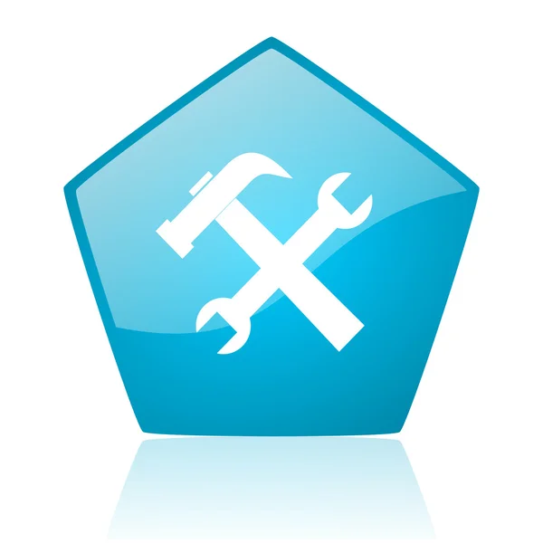 Eszközök kék pentagon web fényes ikonra — Stock Fotó