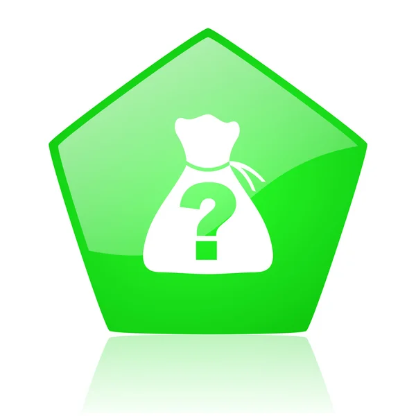 Riddle green pentagon web glossy icon — Stock Photo, Image