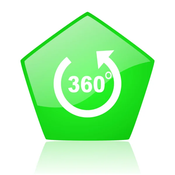 Panorama groene pentagon web glanzende pictogram — Stockfoto