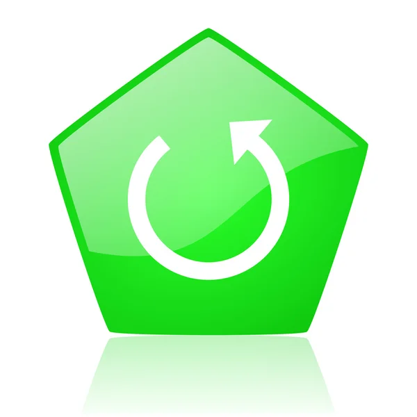 Girar verde pentágono web icono brillante — Foto de Stock