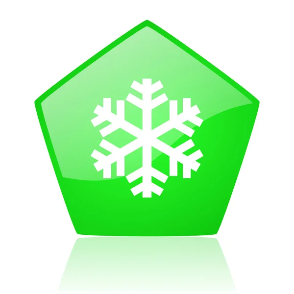 Śnieżynka zielony Pentagonu WWW błyszczący ikona — Zdjęcie stockowe
