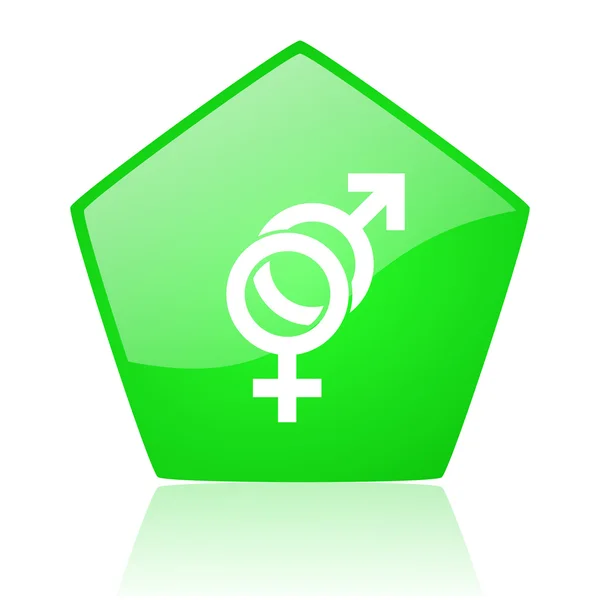 Sex green pentagon web glänzend icon — Stockfoto