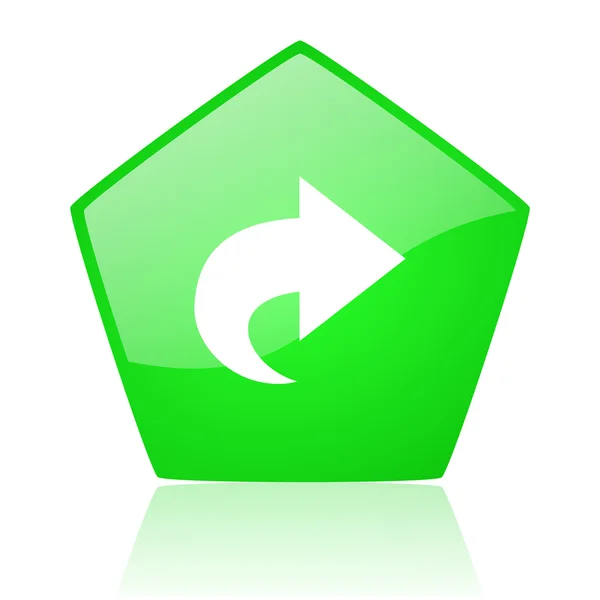 Volgende groene pentagon web glanzende pictogram — Stockfoto
