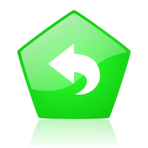 Back green pentagon web glossy icon — Stock Photo, Image