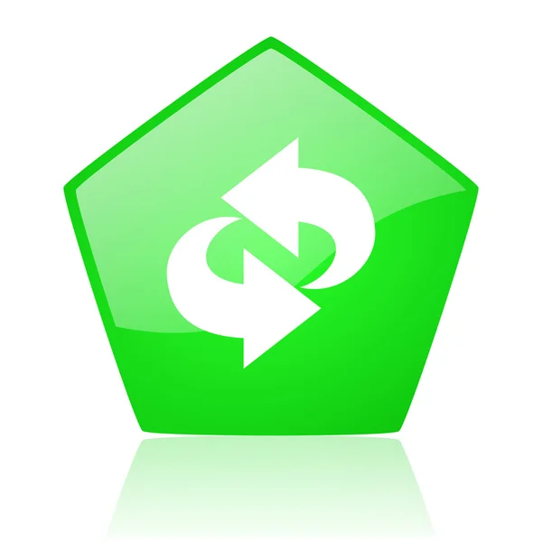 Rotate green pentagon web glossy icon — Stock Photo, Image