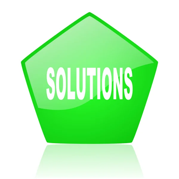 Solutions green pentagon web glossy icon — Stock Photo, Image