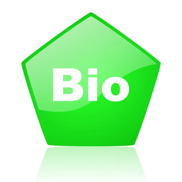 Біо зелена п'ятикутна веб-глянцева ікона — стокове фото