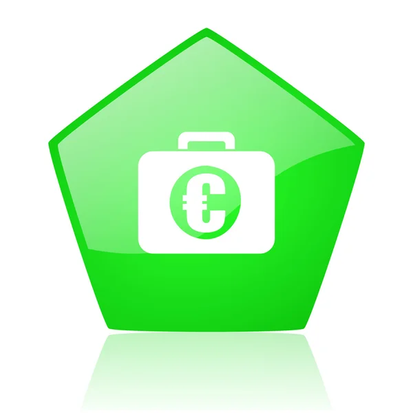 Financial green pentagon web glossy icon — Stock Photo, Image