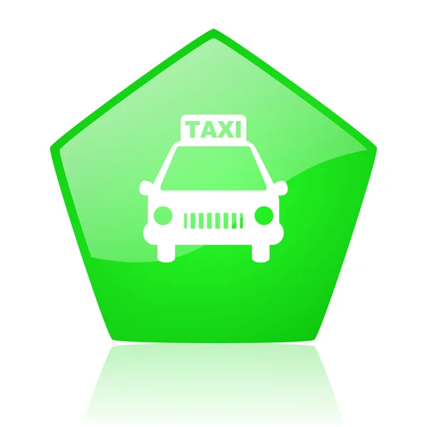 Taxi zöld pentagon web fényes ikon — Stock Fotó
