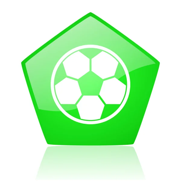 Voetbal Groene pentagon web glanzende pictogram — Stockfoto