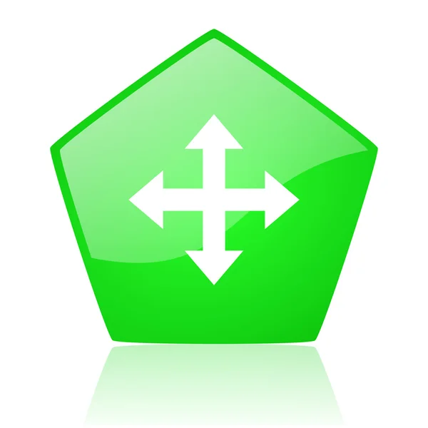 Arrows green pentagon web glossy icon — Stock Photo, Image