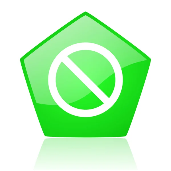Toegang geweigerd groene pentagon web glanzende pictogram — Stockfoto