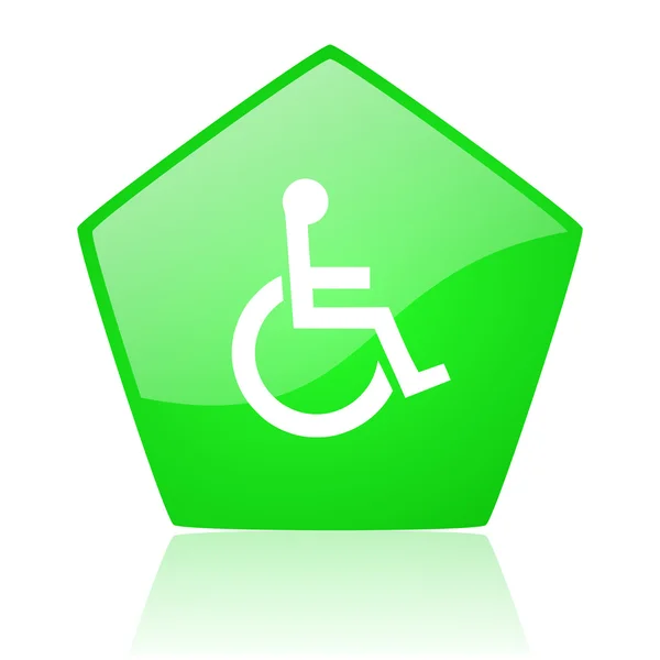 Accessibility green pentagon web glossy icon — Stock Photo, Image