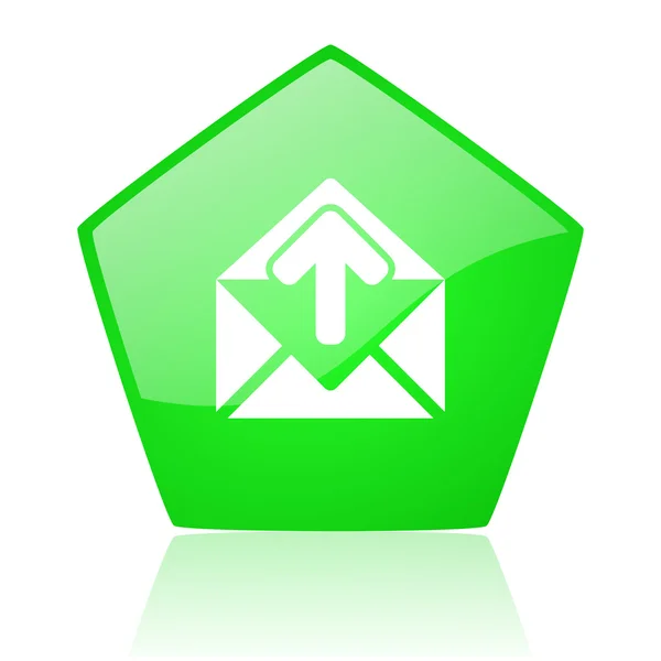 Posta verde pentagono web icona lucida — Foto Stock