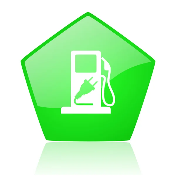 Fuel green pentagon web glossy icon — Stock Photo, Image