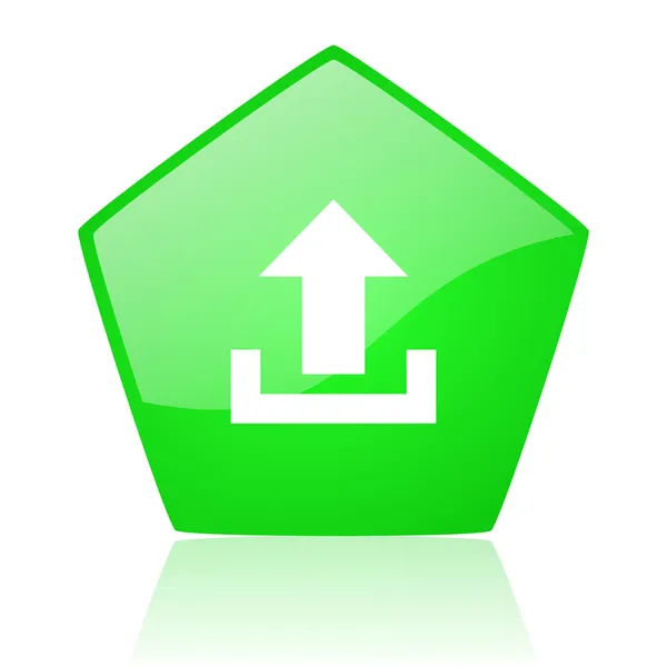 Upload green pentagon web glossy icon — Stock Photo, Image