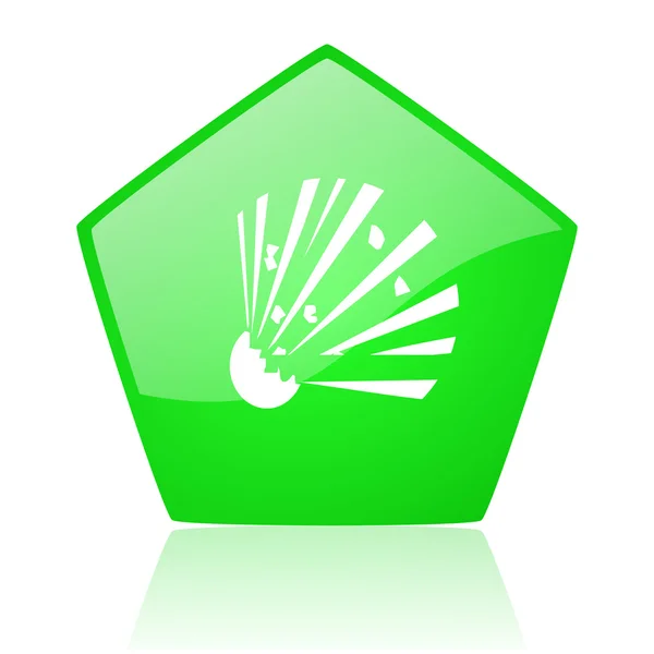 Bomba yeşil pentagon web parlak simgesi — Stok fotoğraf