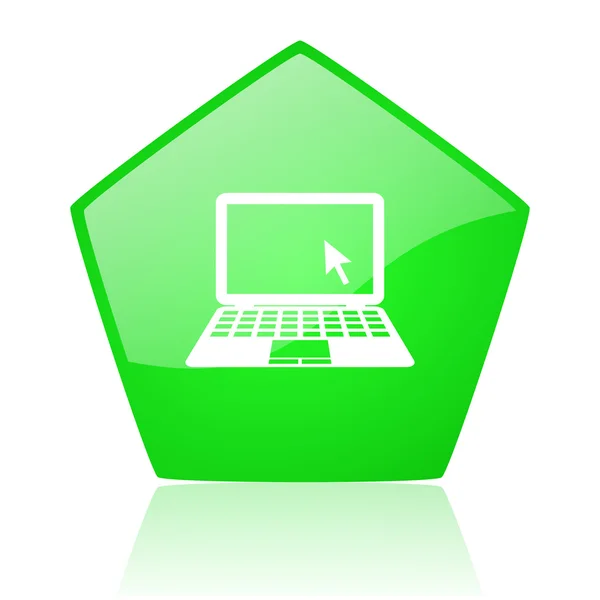 Notatnik zielony Pentagonu WWW błyszczący ikona — Zdjęcie stockowe
