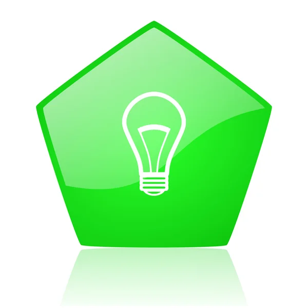 Light bulb green pentagon web glossy icon — Stock Photo, Image