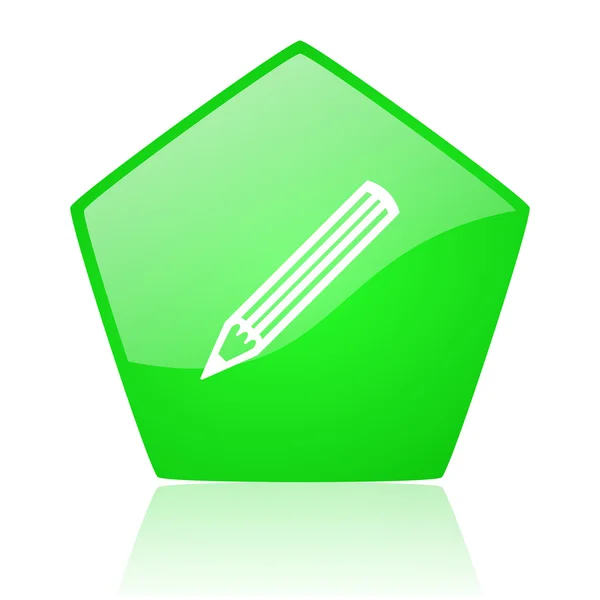 Олівець зелений п'ятикутник веб глянсова ікона — стокове фото