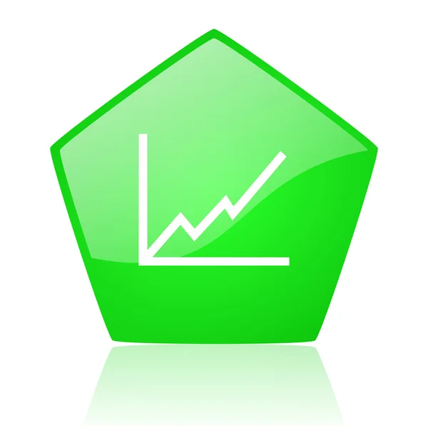 Діаграма зеленого п'ятикутника веб глянсова іконка — стокове фото