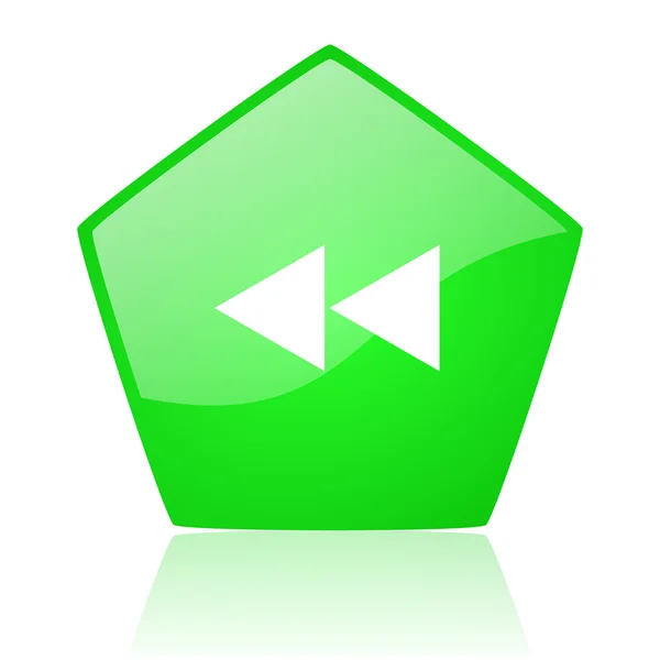 Rotolo verde pentagono web icona lucida — Foto Stock