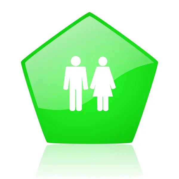 Paar grünes Fünfeck Web-Hochglanz-Symbol — Stockfoto