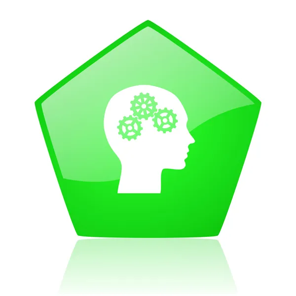 Kopf grünes Fünfeck Web-Hochglanz-Symbol — Stockfoto