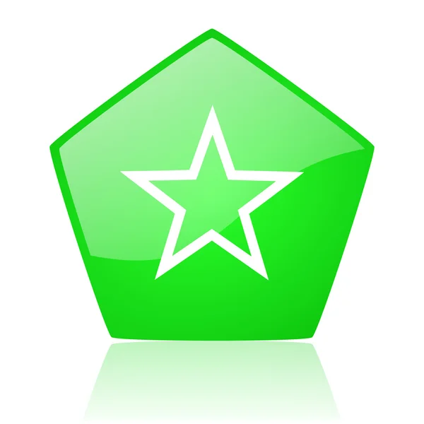Yıldız yeşil pentagon web parlak simgesi — Stok fotoğraf