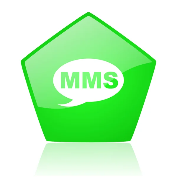 Mms pentagono verde web icona lucida — Foto Stock