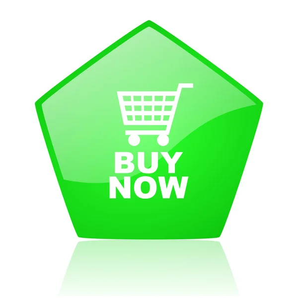 Acheter maintenant vert pentagone web glossy icon — Photo