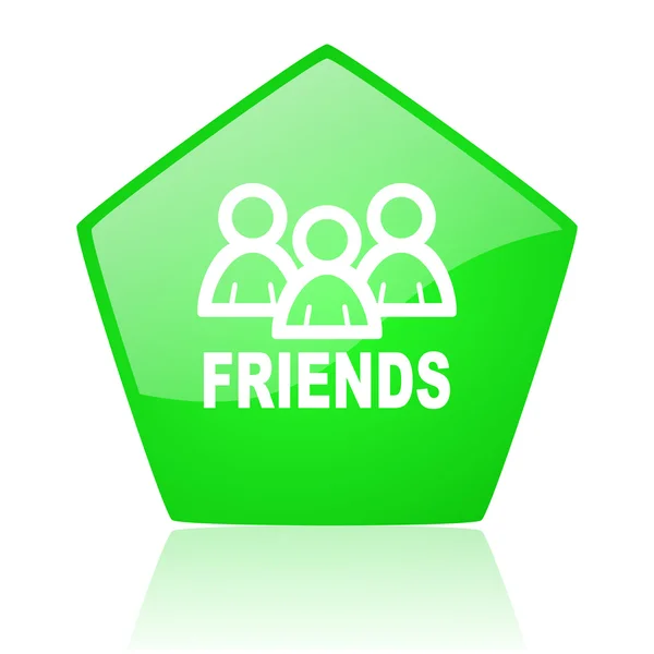 Friends grünes Fünfeck Web-Hochglanz-Symbol — Stockfoto