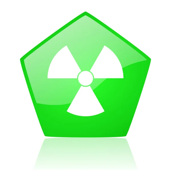 Radiación verde pentágono web brillante icono —  Fotos de Stock