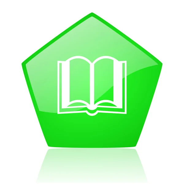 Libro verde pentagono web icona lucida — Foto Stock