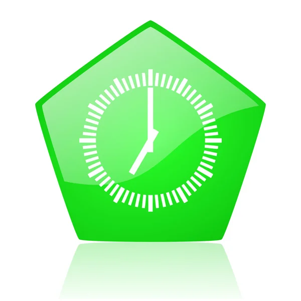 Gröna pentagon web glansigt klockikonen — Stockfoto
