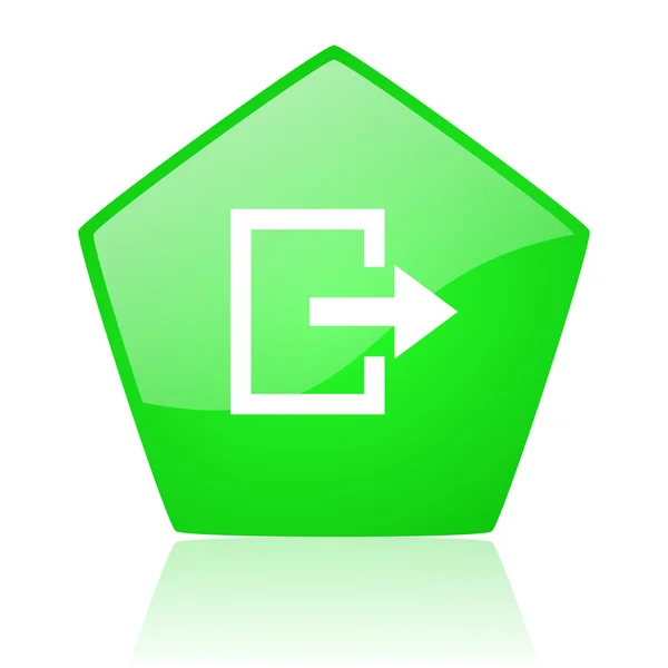 Avsluta glänsande gröna pentagon webbikonen — Stockfoto