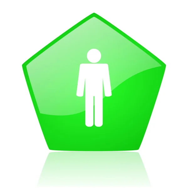 Człowiek zielony Pentagonu WWW błyszczący ikona — Zdjęcie stockowe