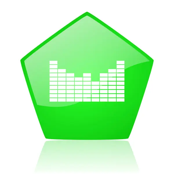 Suono verde pentagono web icona lucida — Foto Stock