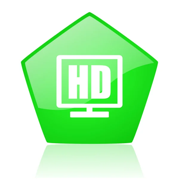 Hd pantalla verde pentágono web brillante icono —  Fotos de Stock