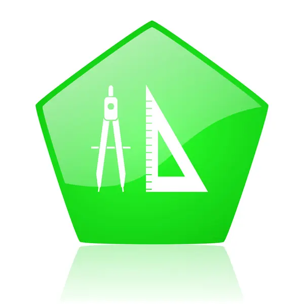 Иконка зеленого пентагона для электронного обучения — стоковое фото