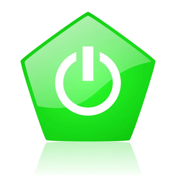 Güç yeşil pentagon web parlak simgesi — Stok fotoğraf