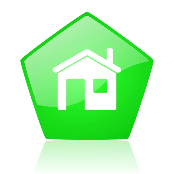 Home green pentagon web glossy icon — Stock Photo, Image