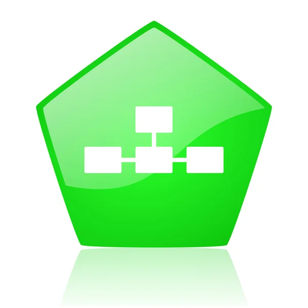 Database green pentagon web glossy icon — Stock Photo, Image