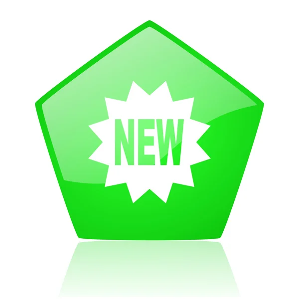 Nuevo icono brillante web pentágono verde — Foto de Stock